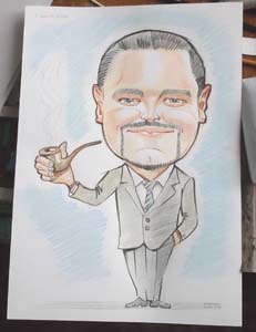 шаржист на свадьбу в Минске шарж по фото мужчины с трубкой